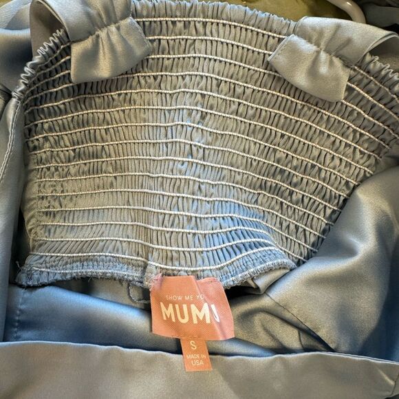 Show Me Your Mumu Claire Midi Dress | Small | Steele Blue Luxe Satin - Picture 8 of 10